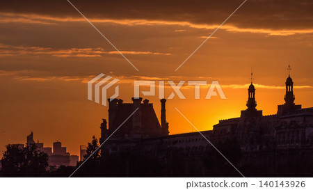 Sunset near Pont des Arts in Paris timelapse, France Sunset near Pont des Arts in Paris timelapse, France 140143926