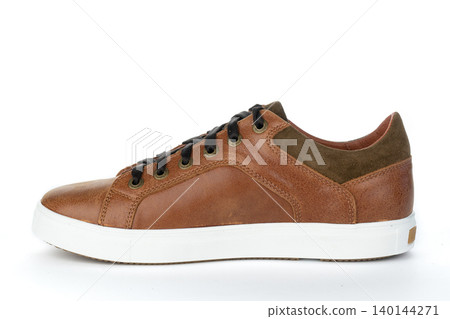 Men's shoes leather boots autumn fashion on white background isolated 140144271