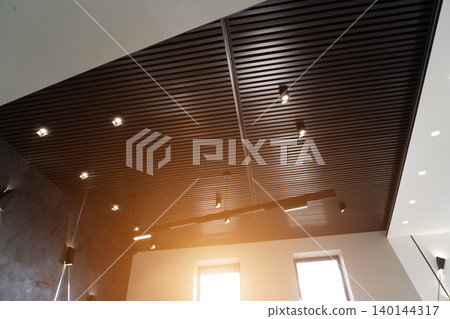 Office black ceiling. Business office meeting room in office with modern decoration. 140144317
