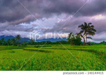 The natural beauty of the Indonesian mountains with beautiful tropical forests at sunrise The natural beauty of the Indonesian mountains with beautiful tropical forests at sunrise 140144415