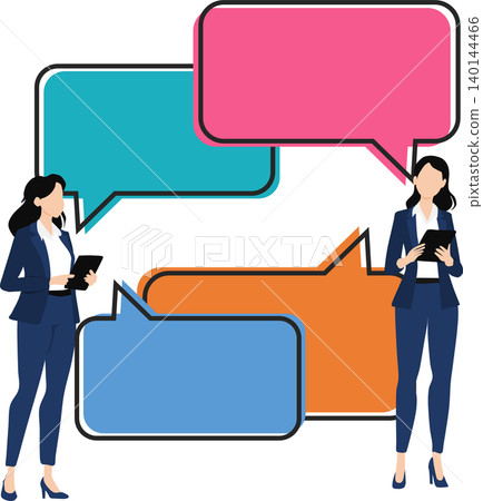 Illustration of a businesswoman thinking about business strategies 140144466