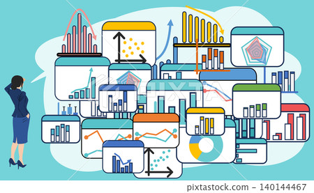 Illustration of a businesswoman thinking about business strategies Illustration of a businesswoman thinking about business strategies 140144467