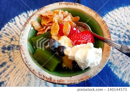 自製日式抹茶瓊脂果凍甜點 140144573