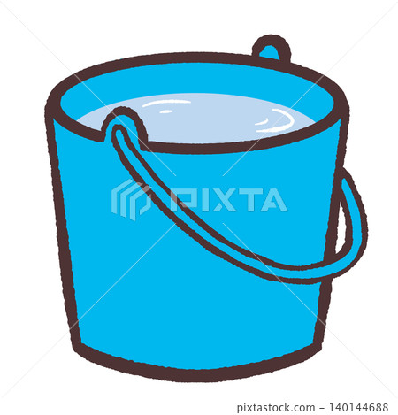 一個裝滿水的藍色水桶 一個裝滿水的藍色水桶 140144688