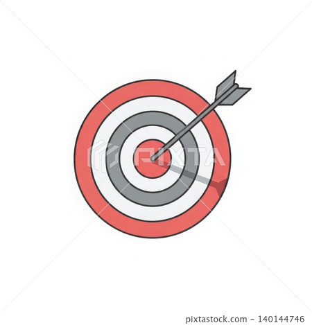Target - Red and Gray Bullseye Target with Arrow Hitting the Center on White Background Target - Red and Gray Bullseye Target with Arrow Hitting the Center on White Background 140144746