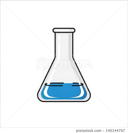 Science - Erlenmeyer Flask with Blue Liquid Isolated on White Background Laboratory Chemistry Concept Science - Erlenmeyer Flask with Blue Liquid Isolated on White Background Laboratory Chemistry Concept 140144787