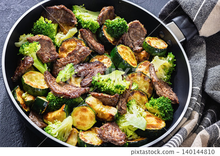Keto Beef Stir Fry With Green Vegetables Keto Beef Stir Fry With Green Vegetables 140144810