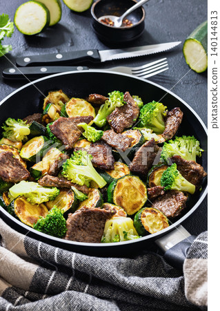 Chinese Beef And Broccoli Skillet Food Photography Chinese Beef And Broccoli Skillet Food Photography 140144813