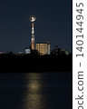 A fantastical night view with Tokyo Skytree and a crescent moon overlapping. 140144945