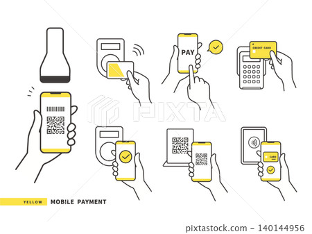 A set of mobile payment icons for cashless payments and smartphone payments. A set of mobile payment icons for cashless payments and smartphone payments. 140144956