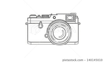 Photography - Vintage Rangefinder Camera Front View Detailed Line Art Illustration Outline Drawing Photography - Vintage Rangefinder Camera Front View Detailed Line Art Illustration Outline Drawing 140145010