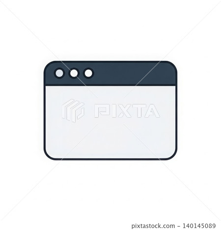 Technology - Blank Browser Window Icon with Dark Header Bar and Three Circle Buttons on White Background Technology - Blank Browser Window Icon with Dark Header Bar and Three Circle Buttons on White Background 140145089