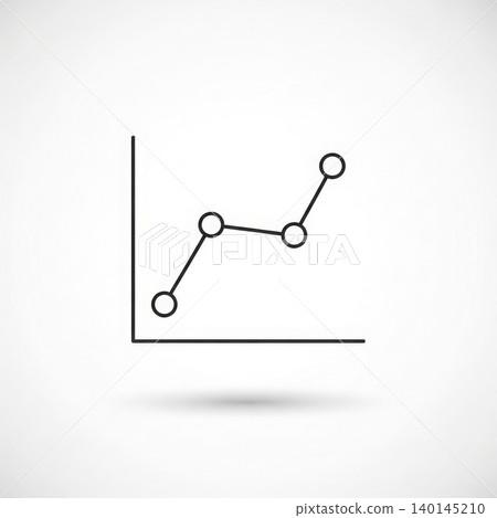 Analytics - Simple Line Graph Icon with Data Points Showing Upward Growth Trend on White Background Analytics - Simple Line Graph Icon with Data Points Showing Upward Growth Trend on White Background 140145210