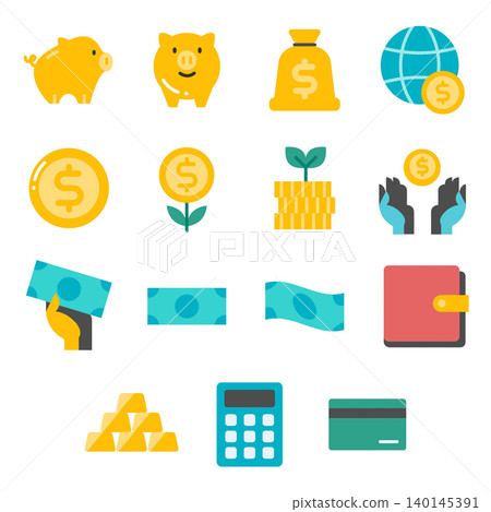 Economy Icon Set - Flat Color Economy Icon Set - Flat Color 140145391