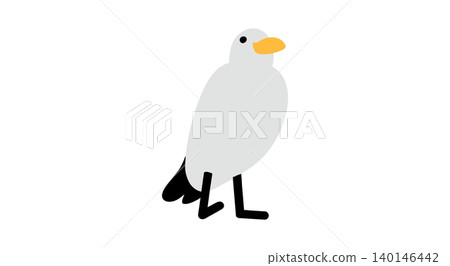 A simple illustration of a white seagull standing on the ground (5 images) 140146442