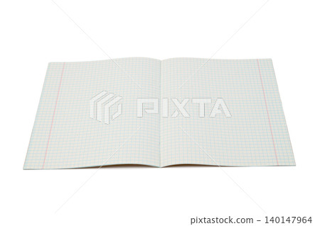 opened school notebook in a cage on an isolated white background in perspective opened school notebook in a cage on an isolated white background in perspective 140147964
