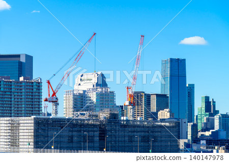 Large-scale construction site in Tokyo's bay area Large-scale construction site in Tokyo's bay area 140147978