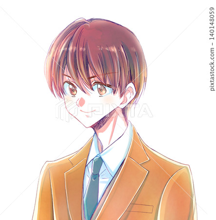 男學生面帶微笑,穿著西裝外套。 男學生面帶微笑,穿著西裝外套。 140148059