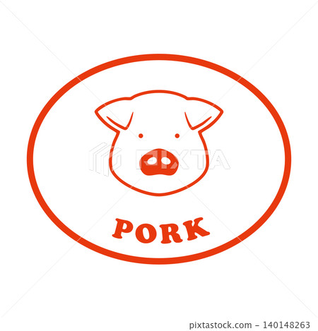 豬肉(圓形豬肉圖標,紅色) 豬肉(圓形豬肉圖標,紅色) 140148263