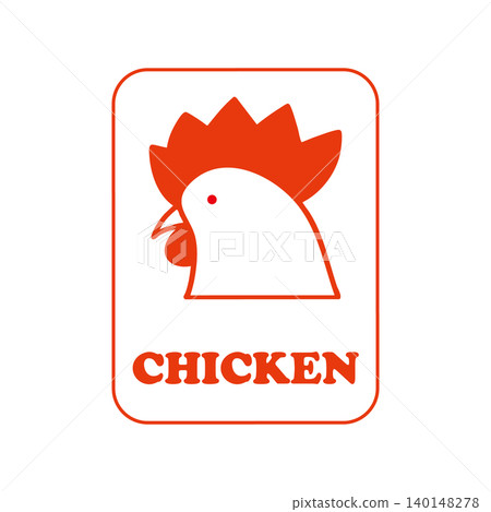 CHICKEN Square chicken icon Red CHICKEN Square chicken icon Red 140148278