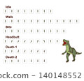 Top-down dinosaur sprite sheet animation.  140148552