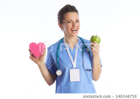 Laughing Doctor Promoting Wellness with Heart and Apple Laughing Doctor Promoting Wellness with Heart and Apple 140148758