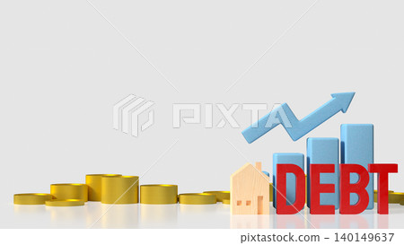 Rising Home Debt With Financial Growth Chart 3d render. Rising Home Debt With Financial Growth Chart 3d render. 140149637
