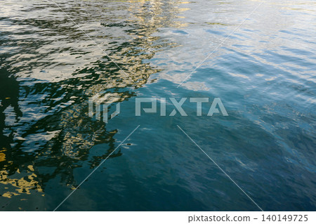 Reflections on water. Evening light on the river creating a beautiful mirror like textures Reflections on water. Evening light on the river creating a beautiful mirror like textures 140149725