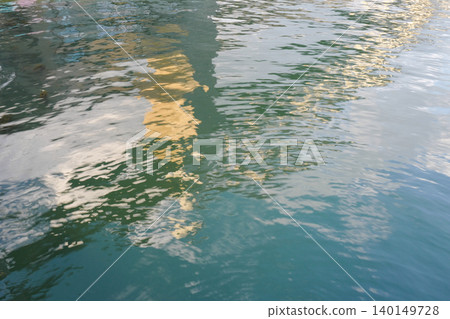 Reflections on water. Evening light on the river creating a beautiful mirror like textures 140149728