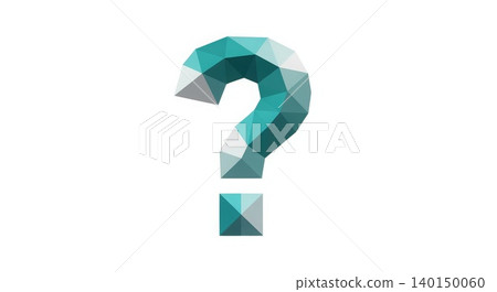 Design - Low Poly Geometric Teal Question Mark Symbol on White Background for FAQ and Concept Design - Low Poly Geometric Teal Question Mark Symbol on White Background for FAQ and Concept 140150060