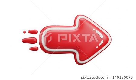 Direction - Bold Red 3D Glossy Arrow Icon with Speed Motion Lines Pointing Right on White Background Direction - Bold Red 3D Glossy Arrow Icon with Speed Motion Lines Pointing Right on White Background 140150076