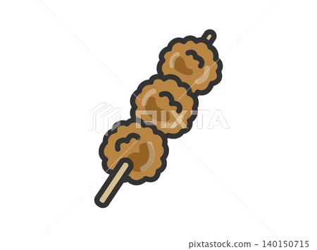 An illustration of a grilled chicken skewer (line art, color) An illustration of a grilled chicken skewer (line art, color) 140150715