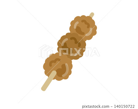 An illustration of a grilled chicken meatball skewer. 140150722