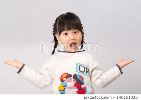 Confused Asian Little Girl Shrugging Shoulders Asking Why Confused Asian Little Girl Shrugging Shoulders Asking Why 140151020