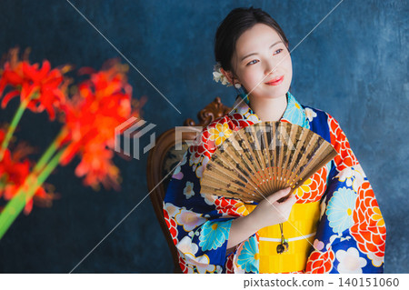 A woman in a yukata A woman in a yukata 140151060