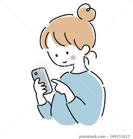 Vector illustration of a woman looking at her smartphone Vector illustration of a woman looking at her smartphone 140151617