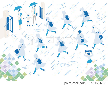 Students going to school in the middle of a typhoon Students going to school in the middle of a typhoon 140151635
