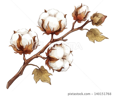 A vivid illustration of cotton flowers A vivid illustration of cotton flowers 140151768