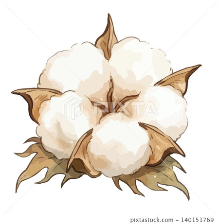 一幅生動的棉花花插圖 一幅生動的棉花花插圖 140151769