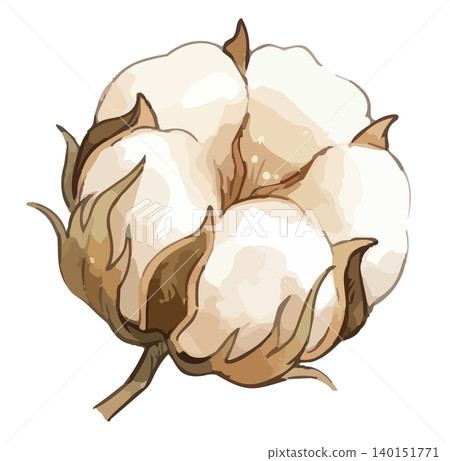 一幅生動的棉花花插圖 140151771