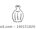 A hand-drawn line art illustration featuring a Scandinavian-style ceramic flower vase; a simple and minimalist interior decoration featuring flowers. 140151820