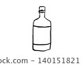A simple, hand-drawn illustration of a glass bottle; a natural and easy-to-use design that depicts a minimalist container and bottle. 140151821