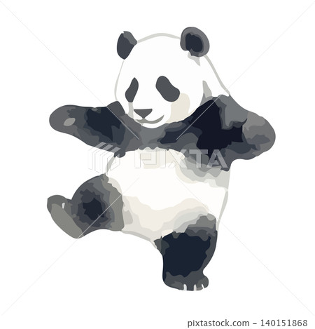 A watercolor-style illustration of a panda doing kung fu. A watercolor-style illustration of a panda doing kung fu. 140151868