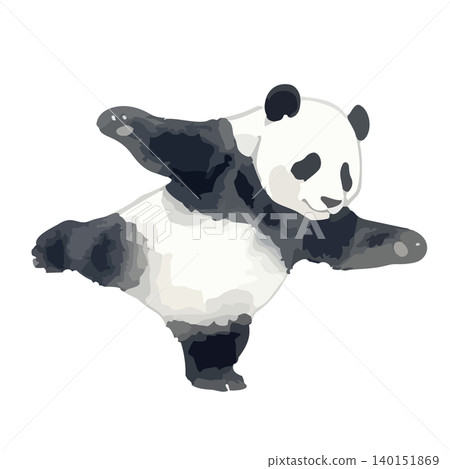水彩風格的熊貓功夫插畫。 水彩風格的熊貓功夫插畫。 140151869