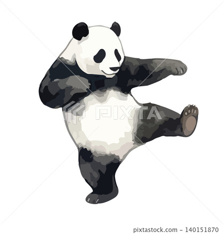 A watercolor-style illustration of a panda doing kung fu. A watercolor-style illustration of a panda doing kung fu. 140151870