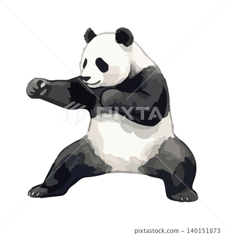 水彩風格的熊貓功夫插畫。 水彩風格的熊貓功夫插畫。 140151873