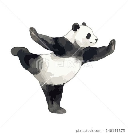 A watercolor-style illustration of a panda doing kung fu. A watercolor-style illustration of a panda doing kung fu. 140151875