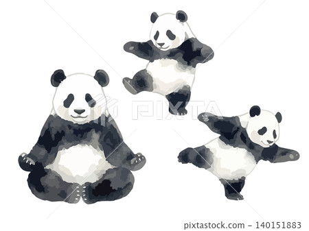 A watercolor-style illustration of a panda doing kung fu. A watercolor-style illustration of a panda doing kung fu. 140151883