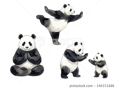 A watercolor-style illustration of a panda doing kung fu. A watercolor-style illustration of a panda doing kung fu. 140151886