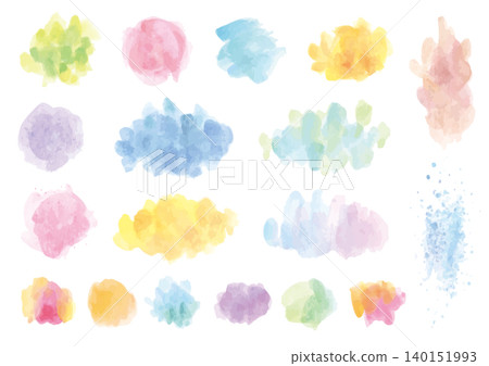 18-piece set of colorful watercolor design parts 18-piece set of colorful watercolor design parts 140151993